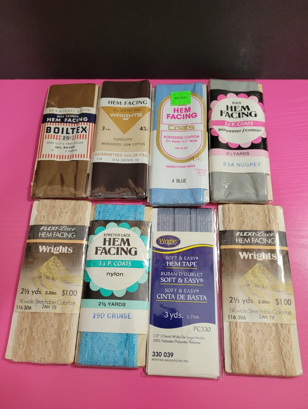 Vintage Hem Facing & Hem Tape Assortment 8 Packs (1239)